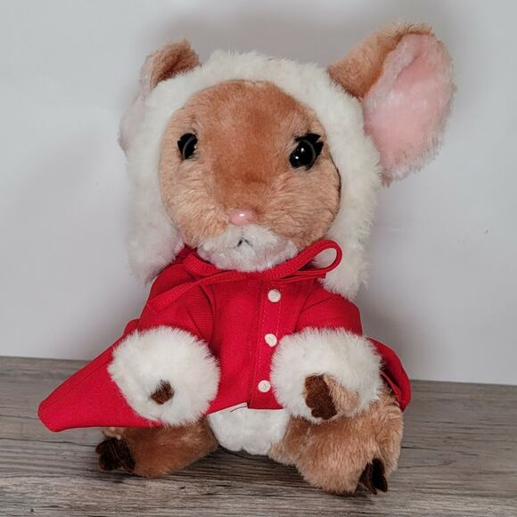 Christmas Mouse Plush Vintage Dakin Priscilla Hillman 1981 Stuffed Animal - Picture 2 of 11